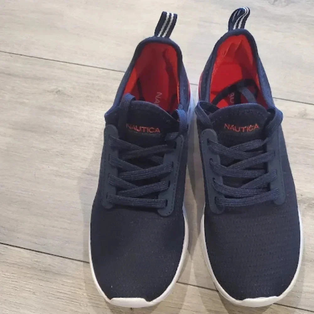 Nautica boys Blue Lace Up Pull On Comfort Sneaker Size 3